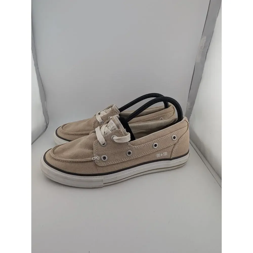 Converse One Star Men's Size 8 Boat Shoes Beige Canvas Tan Loafers